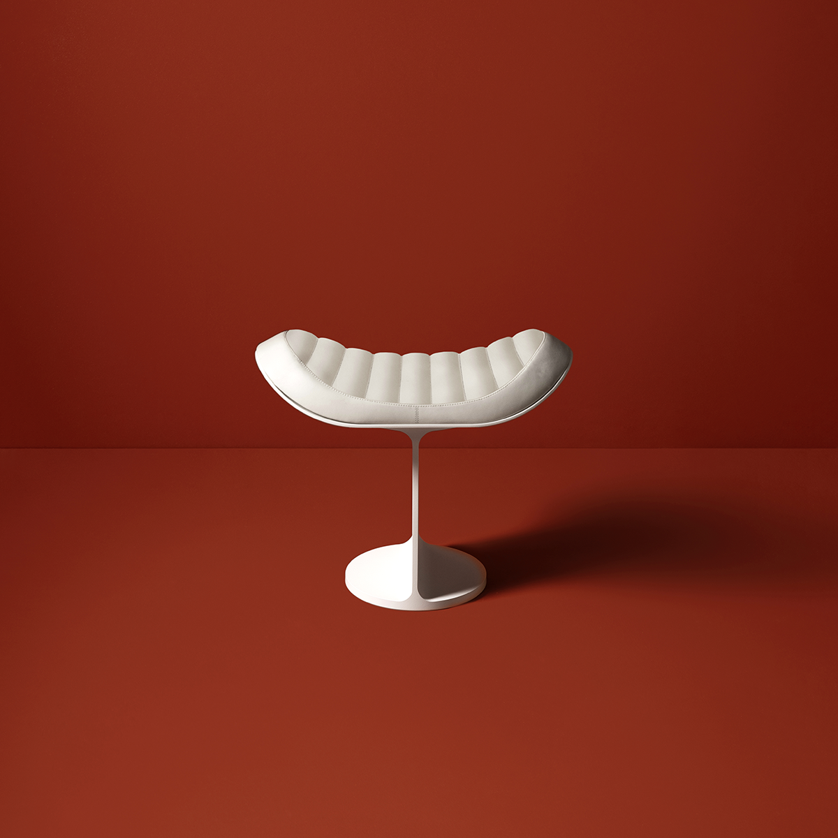H.E.A.310 white leather upholstered stool by Christophe de la Fontaine for Dante - Goods and Bads
