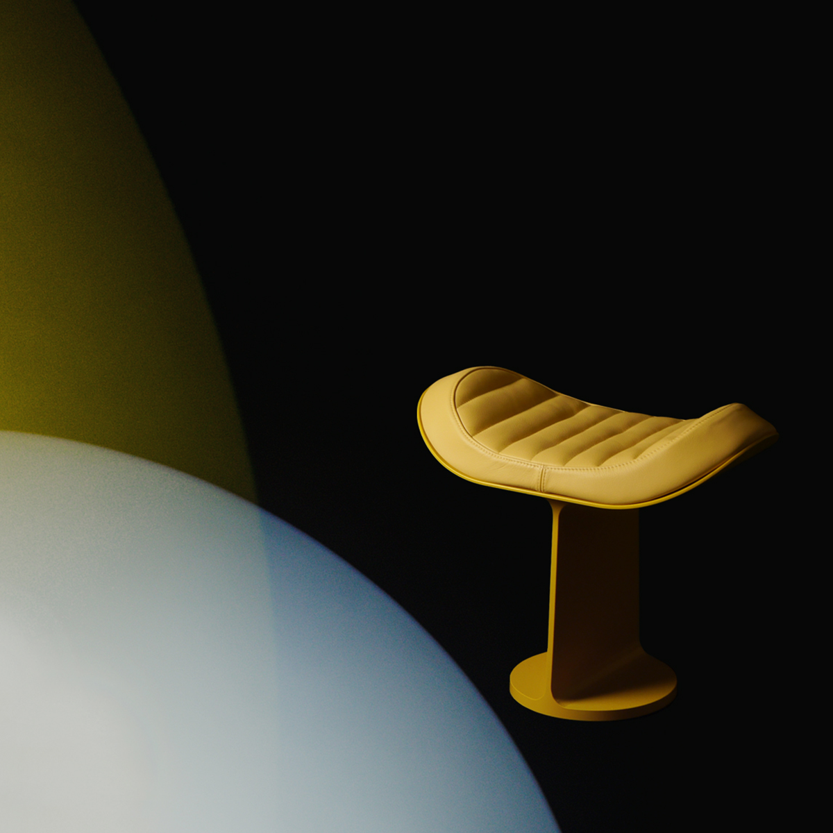 H.E.A.310 leather upholstered stool in yellow by Christophe de la Fontaine for Dante - Goods and Bads